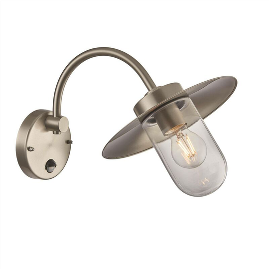 Endon Lincoln - 1 Light Outdoor Fisherman Dome Wall Brushed Stainless Steel, Glass IP44, E27