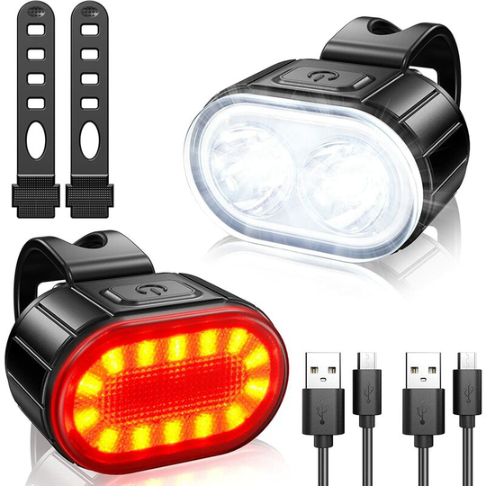 Aougo - Bike Light Set, Powerful led Bike Light Kit, Bike Light IPX5 Waterproof usb Rechargeable Bike Lights, Front and Rear Road Bike Light for Men