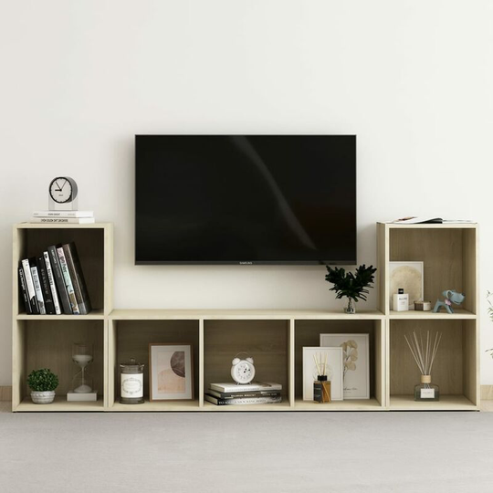 Topdeal - 3 Piece tv Cabinet Set Sonoma Oak Chipboard FF3080018_UK