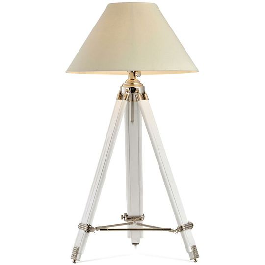 Wooden vintage tripod lamp White Fabric, Aluminium, Rosewood, Stainless Steel, Fabric, Wood - White