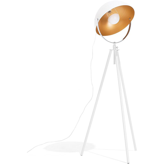 Industrial Vintage Tripod Floor Lamp Spotlight Studio Light Metal White Thames - White