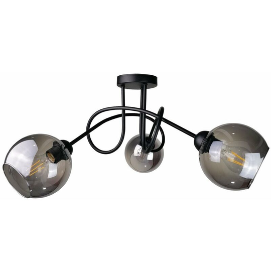 Keter Ring Multi Arm Semi Flush Ceiling Light Black, 70cm, 3x E27