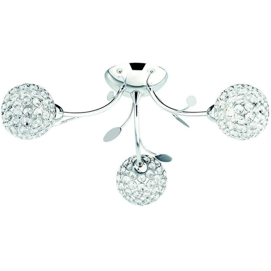 Searchlight Bellis - 3 Light Semi Flush Multi Arm Flower Design Ceiling Light Chrome and Glass, G9