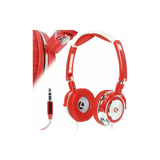 Loops - 3.5mm Red Foldable On ear Stereo Headphones Headset Bass Swivel MP3 iPod