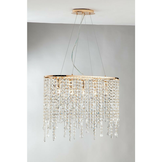 Fan Europe breeze 5 Light Pendant Ceiling Light Gold, K9 Crystals 66.5x23.5x46cm