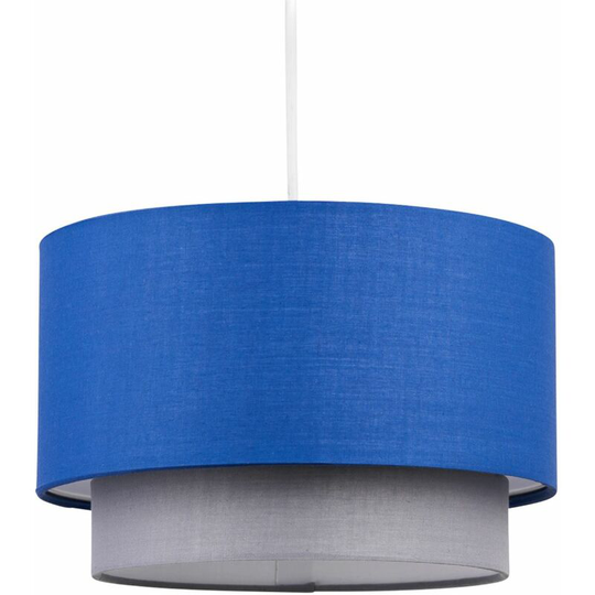 First Choice Lighting - Blue & Grey 2 Tier Light Shade - Blue cotton