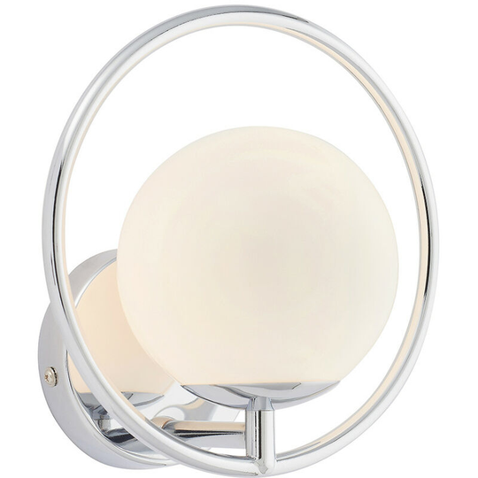 Endon Directory Lighting - Metal Wall Lamp Chrome Plate, Opal Glass