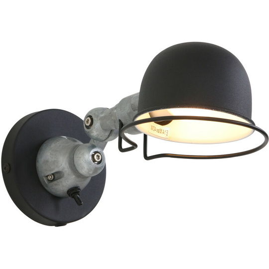 Sienna Davin Dome Wall Light Black Matt, Metal-Aluminium
