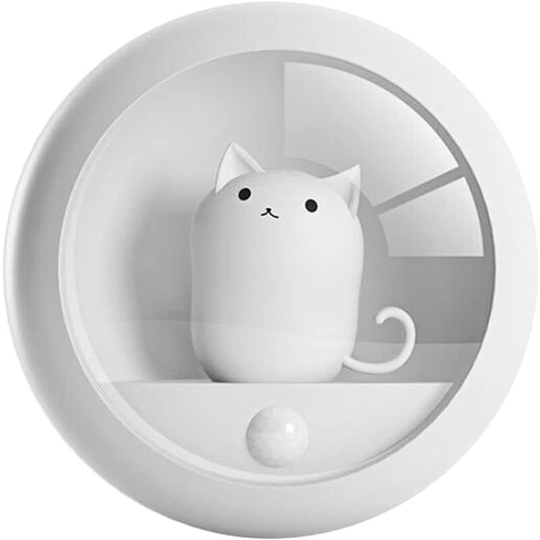 Aougo - Night Light for Kids Cute Cat Night Light for Baby Room 4000K Warm Night Light with 2 Brightness Levels on/auto Working Mode Motion Sensor