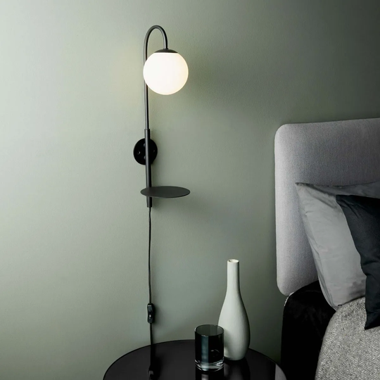 Ensora Lighting Mini Shelf Wall Light Black