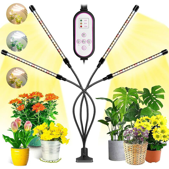 Aougo - Plant Light, 2020 New 80 LEDs 4 Heads Growth Light, Timing auto - on/off Horticultural Led Lamp for Seedlings, Succulents, Orchid