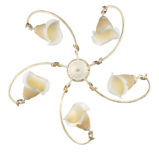 Onli Betty 5 Light Multi Arm Semi Flush Ceiling Lamp, Ivory