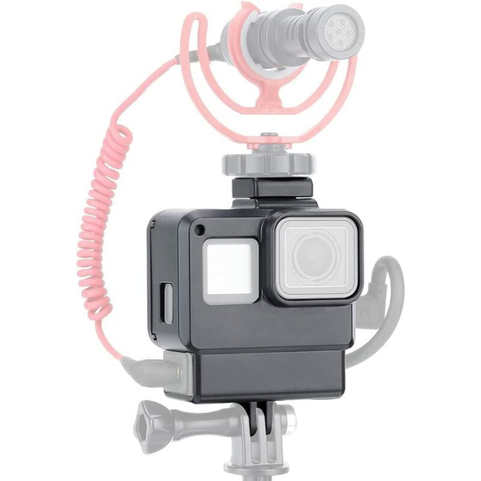 Vlog Fall for GoPro Hero 7 6 5 camera black vlog Fall Movement frame, rack rack rack with external microphone and 3.5mm Profi microphone adapter