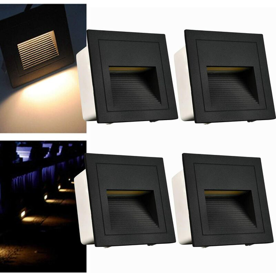 Aougo - 3W led Recessed Wall Sconce Stair Lights Step Lights (Warm White) Bedside Lamp Aluminum Lighting and Decorative Lights IP65 Waterproof / Set