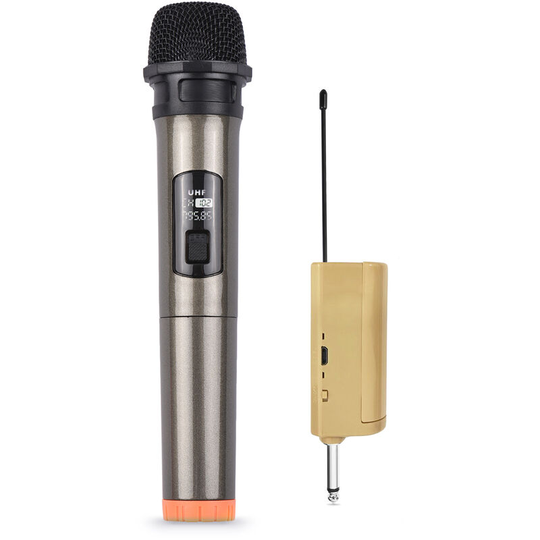 Asupermall - Handheld Wireless Microphone vhf Dynamic Mic with Portable Mini Receiver 6.35mm Plug Compatible with Speaker Karaoke System Home Theater