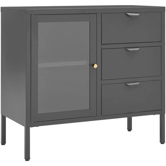 Sideboard Anthracite 75x35x70 cm Steel and Tempered Glass Vidaxl Anthracite