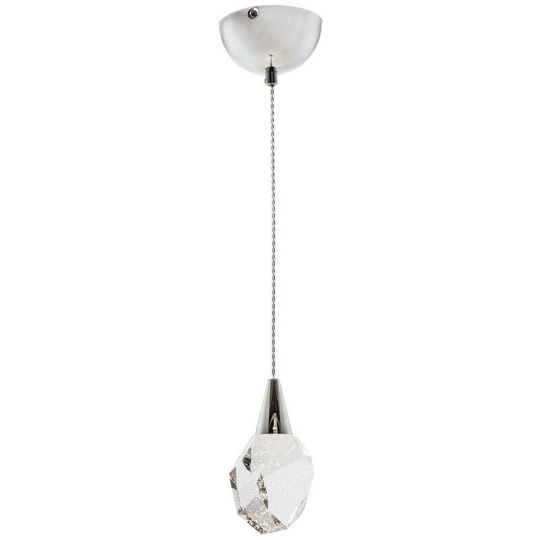 Zumaline Lighting - Zumaline Ore Integrated led Crystal Pendant Ceiling Light, Chrome, Clear