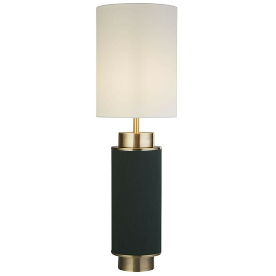 Searchlight Lighting - Searchlight Flask 1 Light Table Lamp, Dark Green Linen, Antique Brass And White Shade