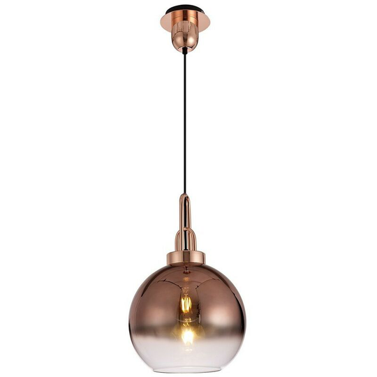 Luminosa Lighting - Dome Ceiling Pendant E27 With 30cm Globe Glass, Copper, Matt Black, Clear