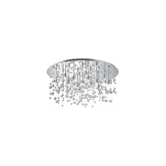 Ideal Lux Neve - 15 Light Extra Large Glass Bubbles Semi Flush Ceiling Pendant Chrome, G9