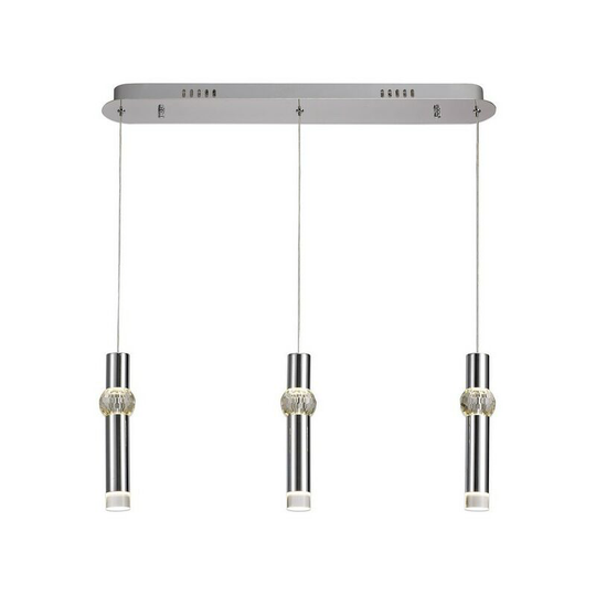 3 Light Linear Ceiling Pendant, 3 x 5W led, 3000K, 304lm, Polished Chrome - Luminosa Lighting