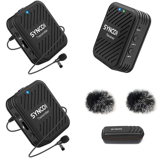 Asupermall - synco G1(A2) 2.4G Wireless Microphone System with 1 Receiver & 2 Transmitters & 2 Lavalier Microphones 50M Transmission Range 3.5mm Plug