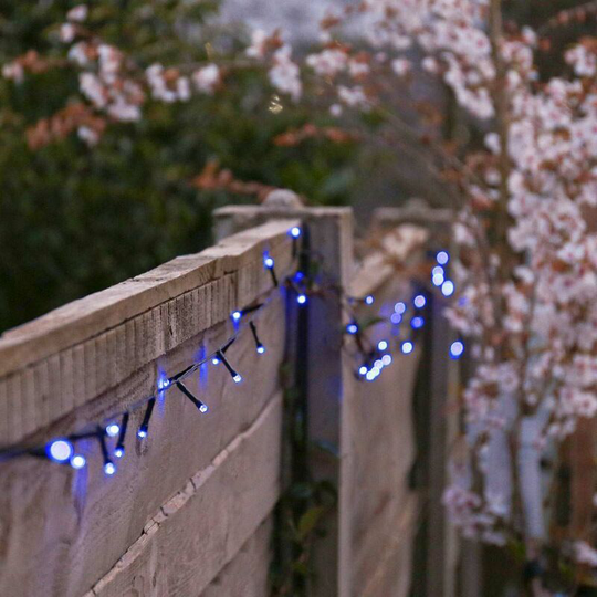 10m Solar Power Outdoor LED Fairy Lights Green Cable Blue | Garden Décor - Blue