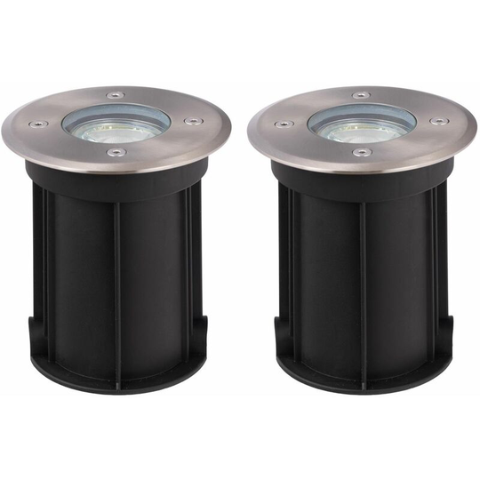 First Choice Lighting - Set of 2 Lipa - Outdoor Recessed Ground Lights - Brushed stainless steel and clear glass