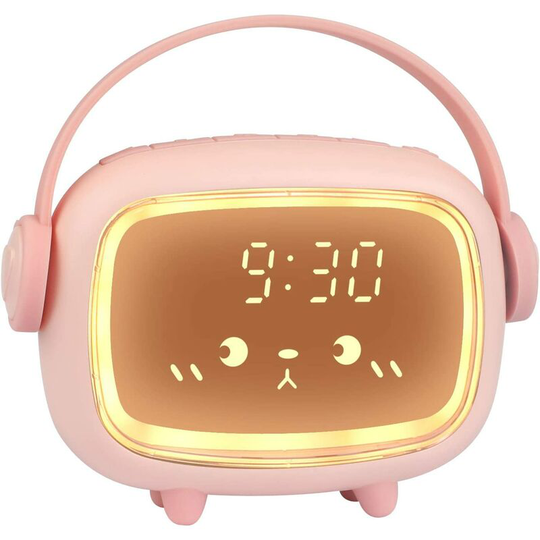 Aougo - led Digital Alarm Clock, Adjustable Digital Alarm Clock, Screen Brightness Timer Night Light Countdown Voice Control Charging Clock (Pink)