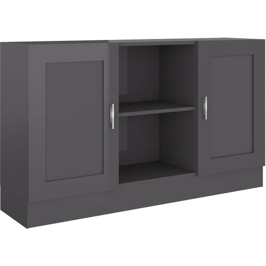 Sideboard High Gloss Grey 120x30.5x70 cm Engineered Wood Vidaxl Grey