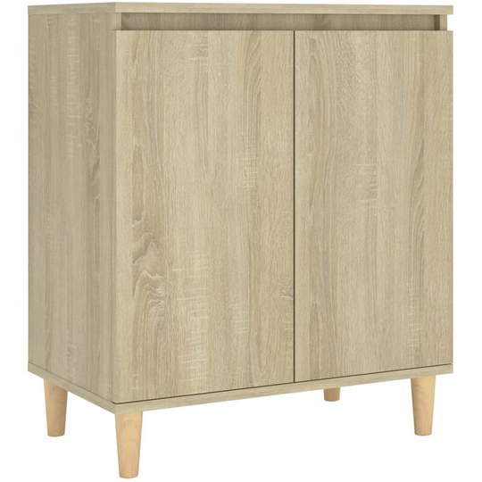 Sideboard with Solid Wood Legs Sonoma Oak 60x35x70 cm Engineered Wood vidaXL - Brown