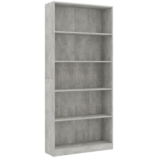 Vidaxl - 5-Tier Book Cabinet Concrete Grey 80x24x175 cm Engineered Wood Grey