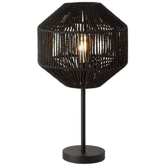 Searchlight Lighting - Searchlight Wicker 1 Light Table Lamp, Black Wicker