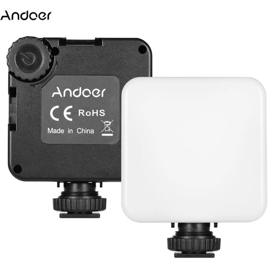 Andoer - KM-72A Mini Dimmable rgb led Video Light 6W Color Fill Light Built-in 2000mAh Battery with Tripod Cold Shoe Type-C Charging Port for Vlogging