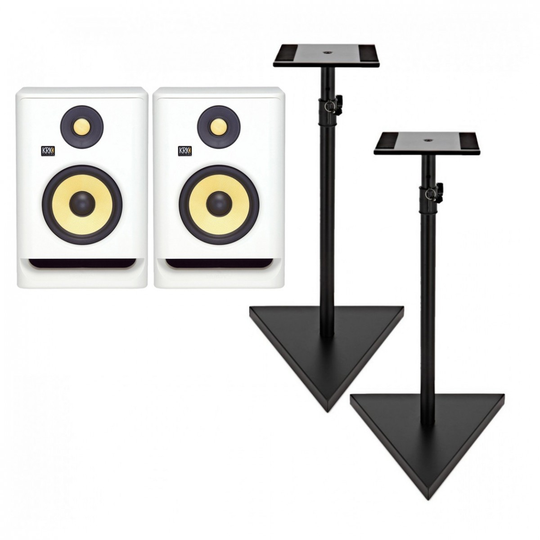 KRK ROKIT RP5 G4 Studio Monitors Pair With Stands White