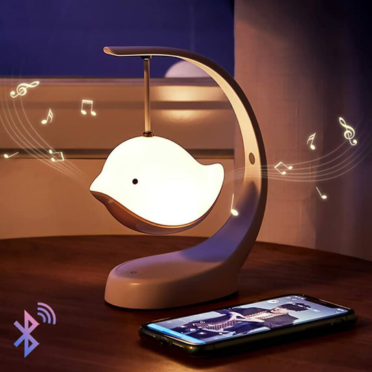 Aougo - Kids Night Light with Bluetooth Speaker, 7 Bird Colors, Rechargeable Touch Bedside Lamp and Continuously Dimmable - Suitable for Kids