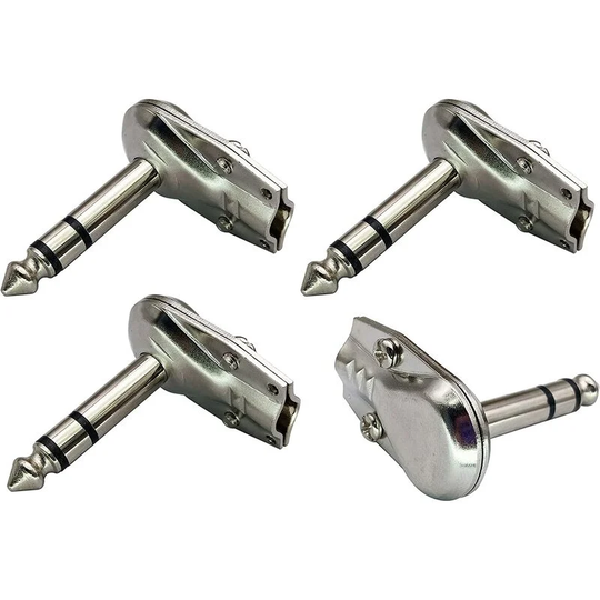Right Angle 6.35mm Metal Adapter 90 Degree 3 Pole 6.35mm 1/4'' Male Stereo trs Flat Pancake Style Microphone Plugs Speaker Connectors Guitar Patch