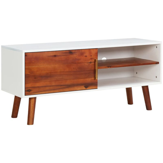 Tv Cabinet 110x35x50 cm Solid Acacia Wood and mdf Vidaxl Brown