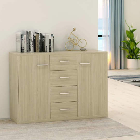 Sideboard Sonoma Oak 88x30x65 cm Chipboard VD31722 - Hommoo