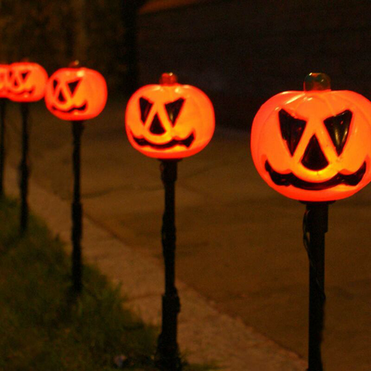 5 Pack led Light Up Halloween Pumpkin Path Stake Lights | Outdoor Garden Novelty - Orange