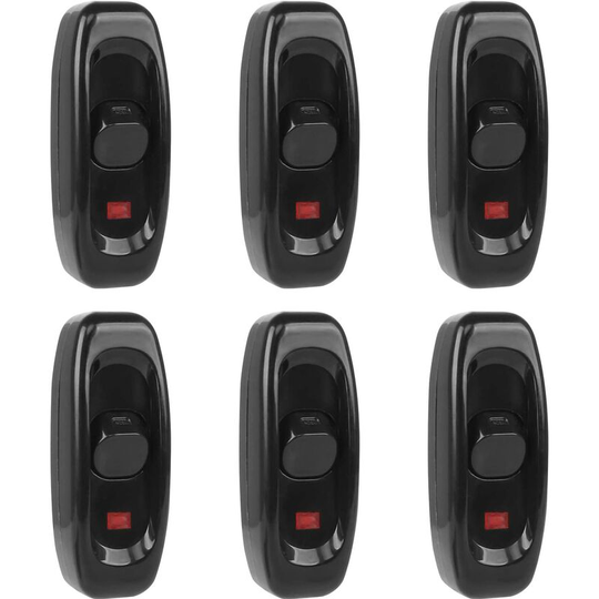 Aougo - 6pcs Lamp Switch, Rocker Switch 250V 10A Line Cord Rocker Switch Intermediate Switch with led Light (Black)