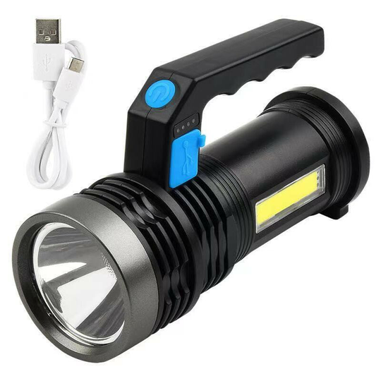 Aougo - usb Rechargeable Torch, 4 Modes Portable Powerful led Flashlight with cob Work Light and Handle, IP65 Waterproof usb Camping Light for