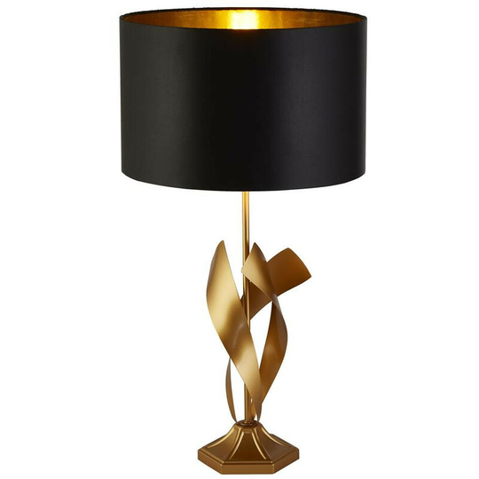Searchlight Lighting - Searchlight Breeze 1 Light Table Lamp, Painted Gold, Black Shade, Gold Interior
