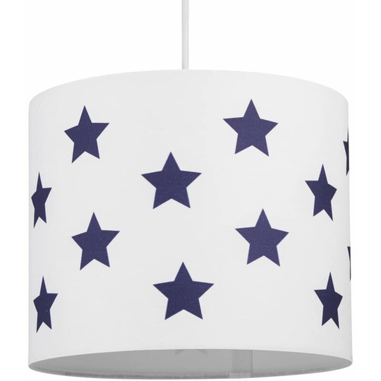 First Choice Lighting - White with Blue Stars 25cm Light Shade - White with blue stars digital print