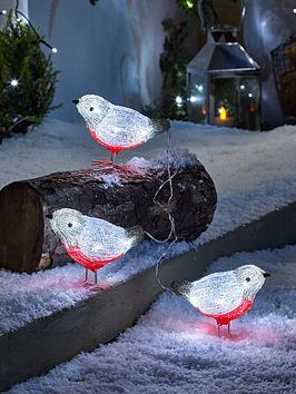 Set 3 Acrylic Light Robin Outdoor Christmas Decorations