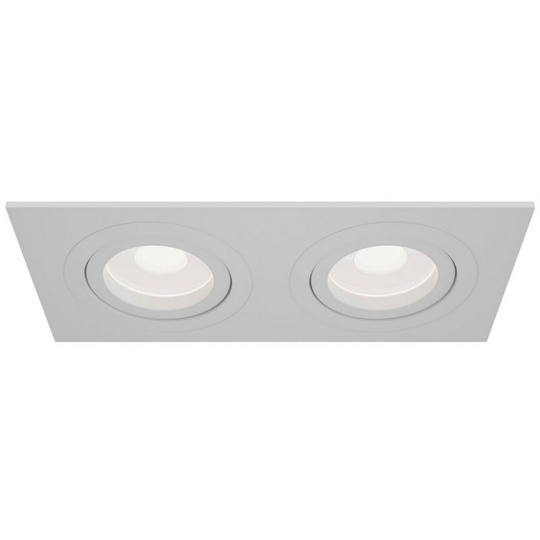 Atom Recessed Twin Square Downlight White, 2 Light, GU10