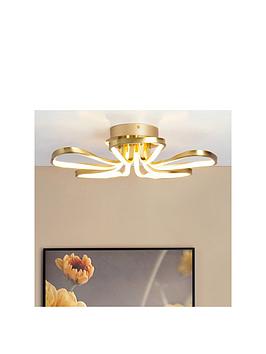 Bhs Alvar 5 Petals Led Flush Light Fitting - Satin Brass