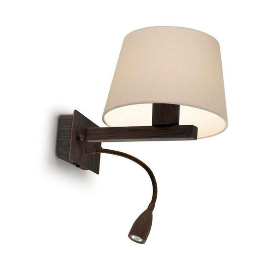 Torino wall lamp with reading light, aged brown steel, without lampshade