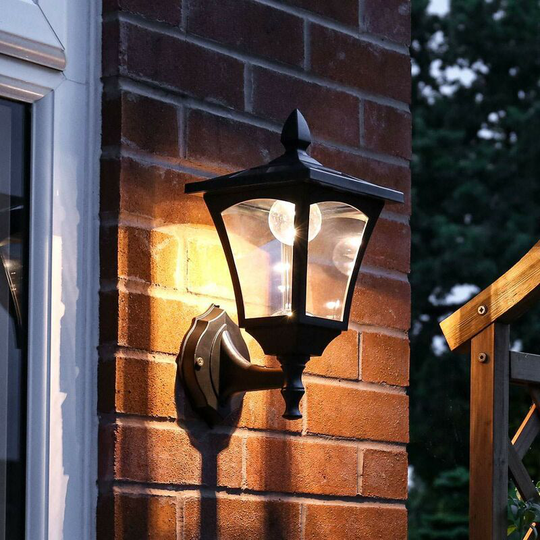 34cm Solar Power Traditional led Lantern Wall Light | Outdoor Garden Welcome Patio Decoration - Warm White