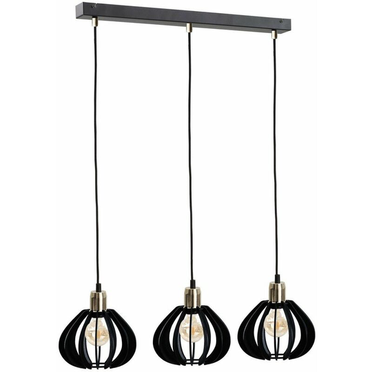 Keter Gemma Bar Pendant Ceiling Light Black, Gold, 60cm, 3x E27